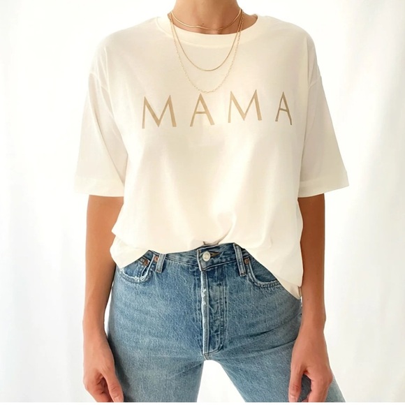 Favorite people shop women’s 100% cotton beige boxy MAMA t-shirt top size small - Picture 1 of 6